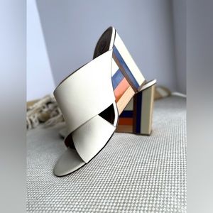 Tory Burch Color Block Slide Wedges, Size 11